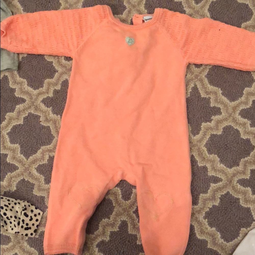 3pommes knitted romper in peach